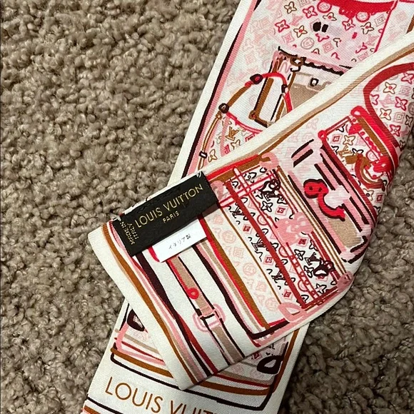 Louis Vuitton Multicolor Silk Scarf/Twilly cones w/ COA EUC - Picture 3 of 3